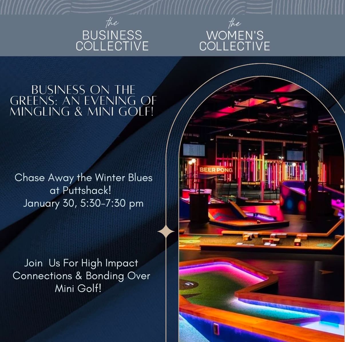 puttshack business networking event with the business collective